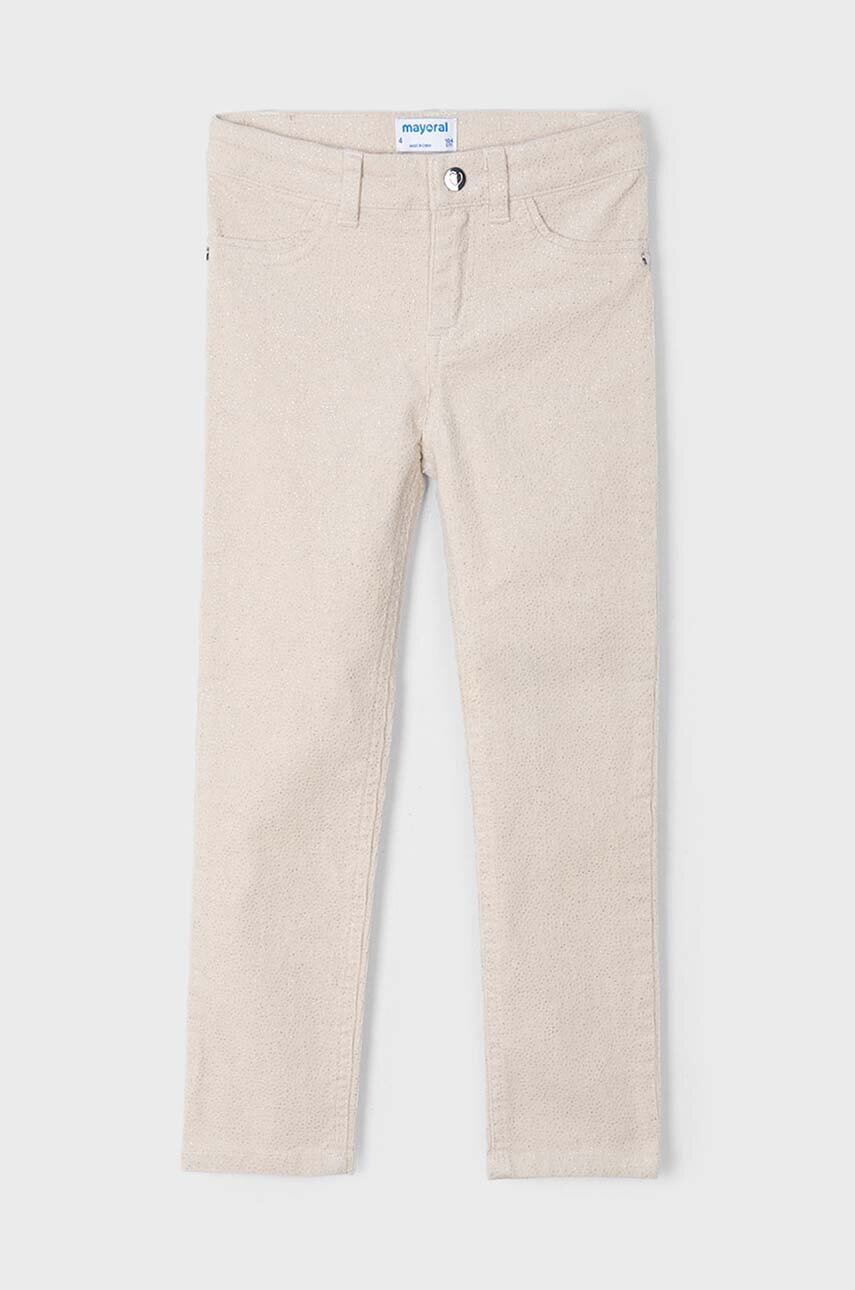 Mayoral pantaloni din catifea pentru copii culoarea bej, neted, 4548
