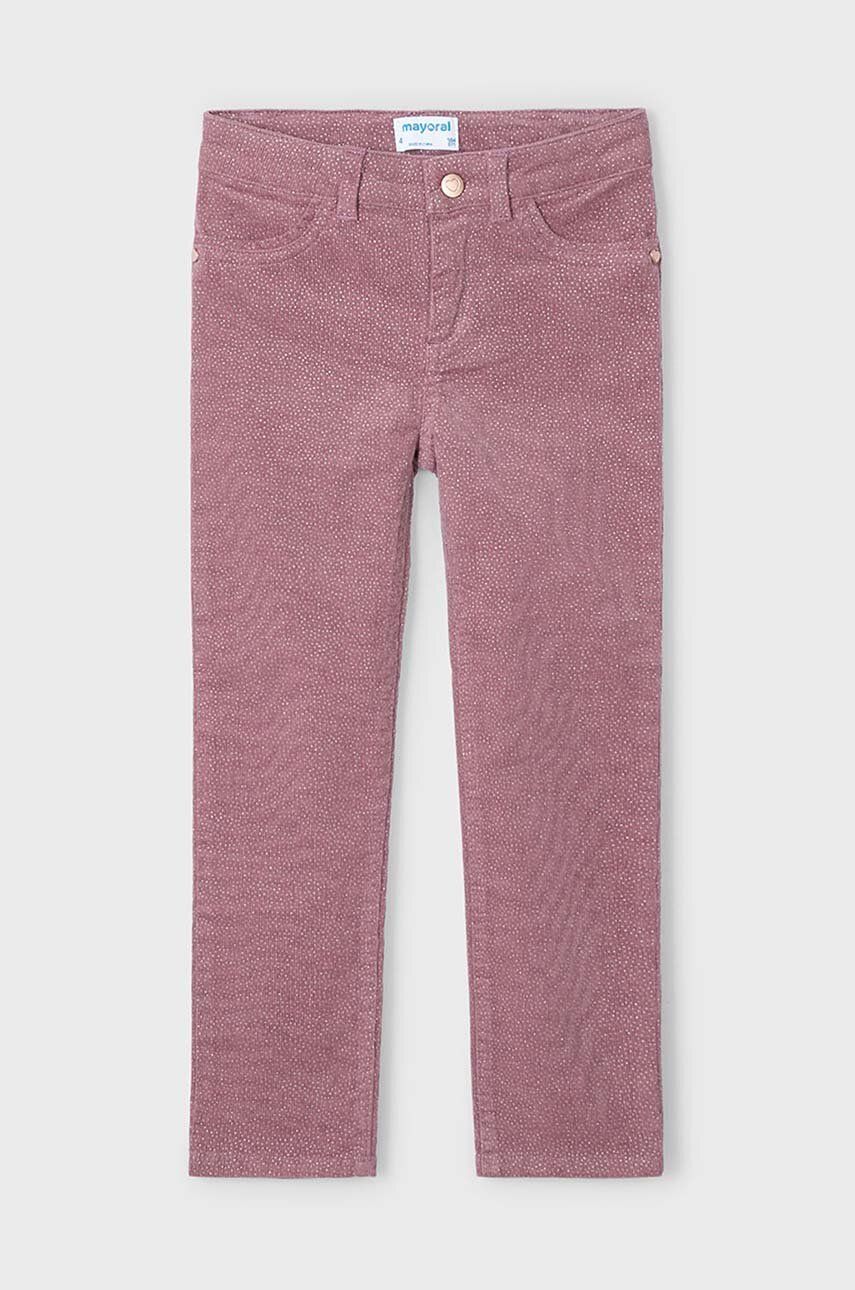 Mayoral pantaloni din catifea pentru copii culoarea roz, neted, 4548