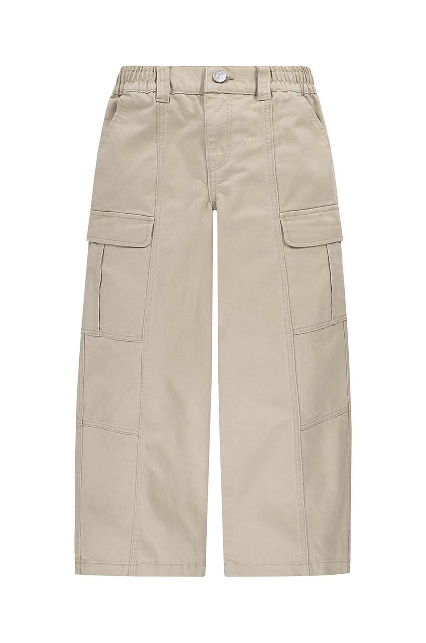 Levi\'s pantaloni de bumbac pentru copii TWILL \'94 BAGGY WIDE LEG culoarea bej, modelator, 4EL019