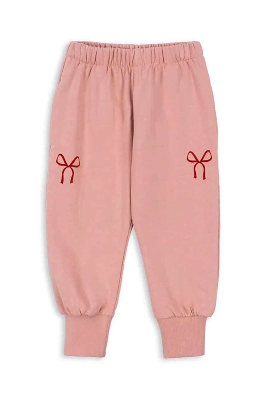 Konges Sløjd pantaloni de trening din bumbac pentru copii LOUPY LOU SWEAT PANTS GOTS culoarea roz, cu imprimeu, KS102027 Konges Sløjd pantaloni de trening din bumbac pentru copii LOUPY LOU SWEAT PANTS GOTS culoarea roz, cu imprimeu, KS102027