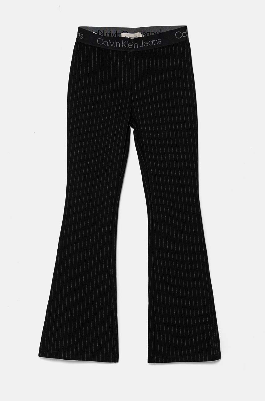 Детские брюки Calvin Klein Jeans PINSTRIPE FLARE цвет чёрный с узором IG0IG02734 Детские брюки Calvin Klein Jeans PINSTRIPE FLARE цвет чёрный с узором IG0IG02734