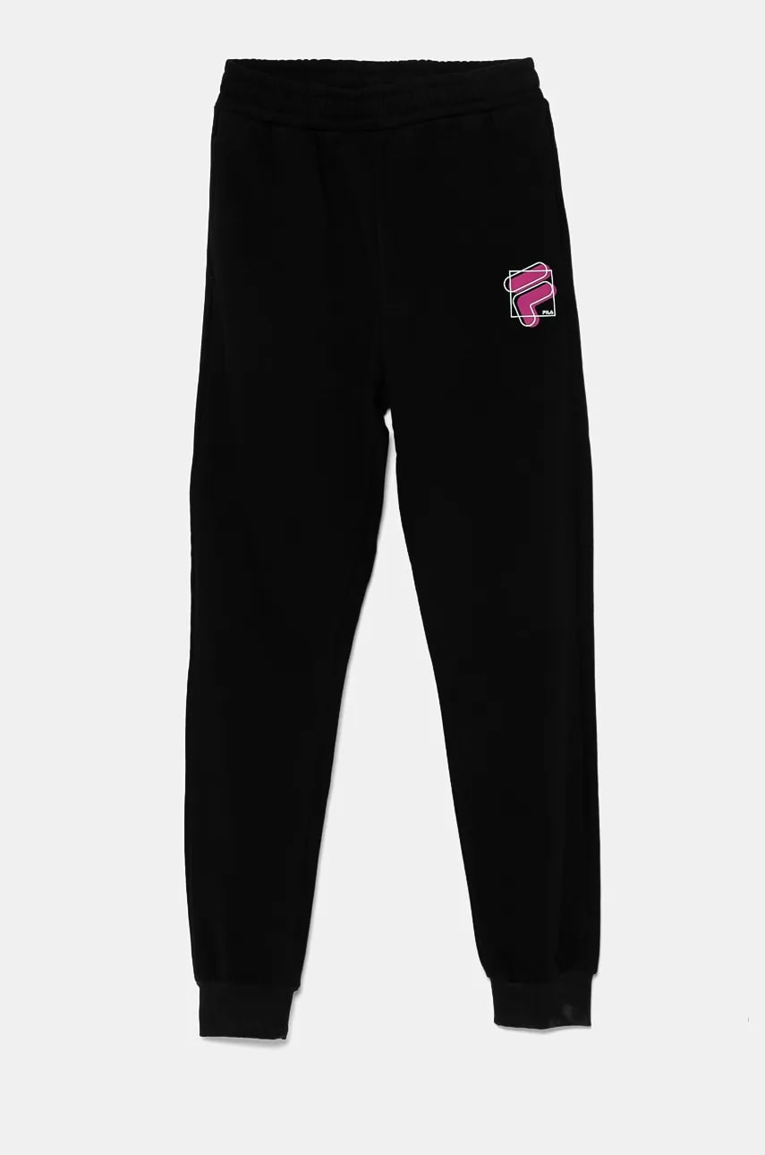 Fila pantaloni de trening pentru copii LORCH culoarea negru, cu imprimeu, FAT0600