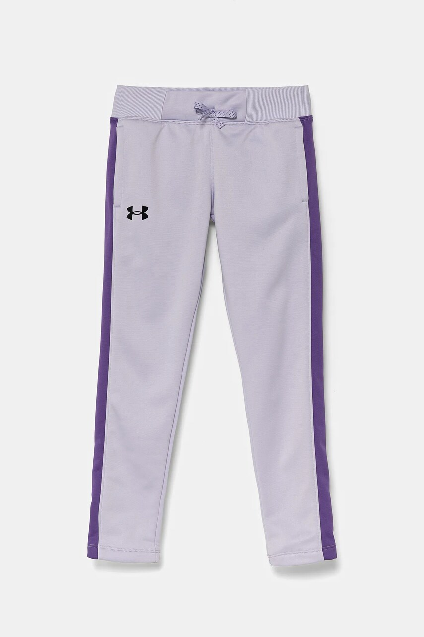 Under Armour pantaloni de trening pentru copii Fleece Pants culoarea violet, neted, 1356489 Under Armour pantaloni de trening pentru copii Fleece Pants culoarea violet, neted, 1356489