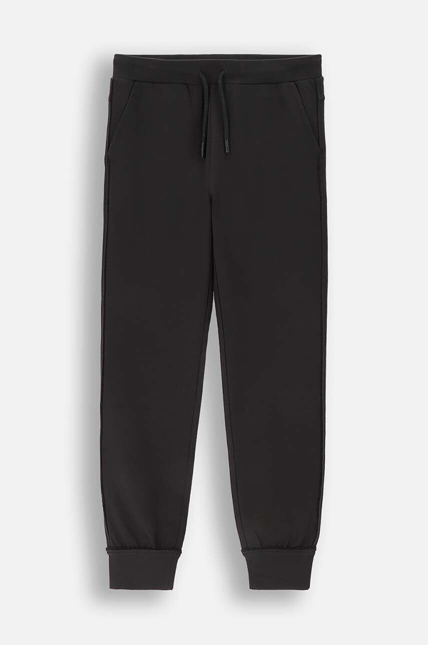 Coccodrillo pantaloni de trening pentru copii culoarea negru, neted, EVERYDAY GIRL