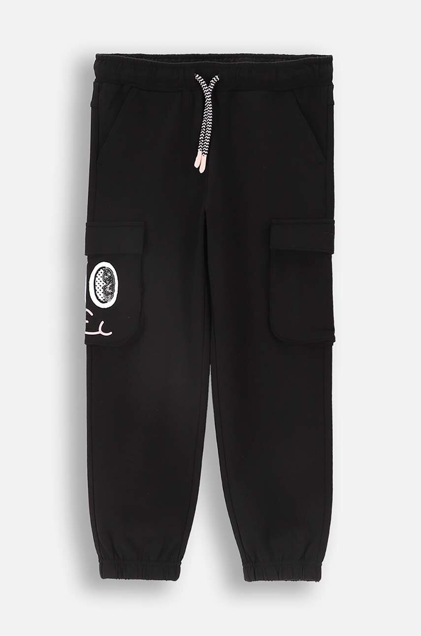 Coccodrillo pantaloni de trening pentru copii culoarea negru, neted, CARTOONS GIRL KIDS Coccodrillo pantaloni de trening pentru copii culoarea negru, neted, CARTOONS GIRL KIDS