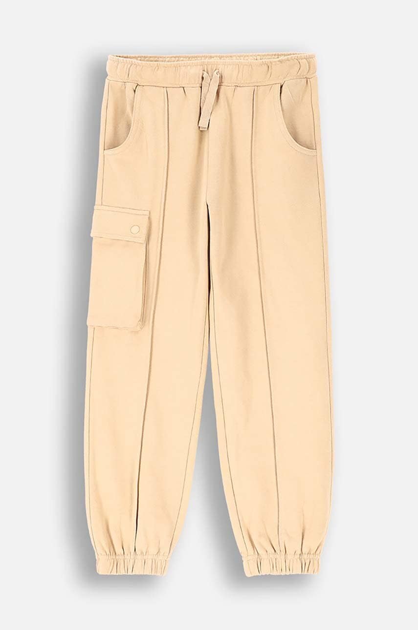 Coccodrillo pantaloni de bumbac pentru copii culoarea bej, neted, RODEO GIRL JUNIOR Coccodrillo pantaloni de bumbac pentru copii culoarea bej, neted, RODEO GIRL JUNIOR