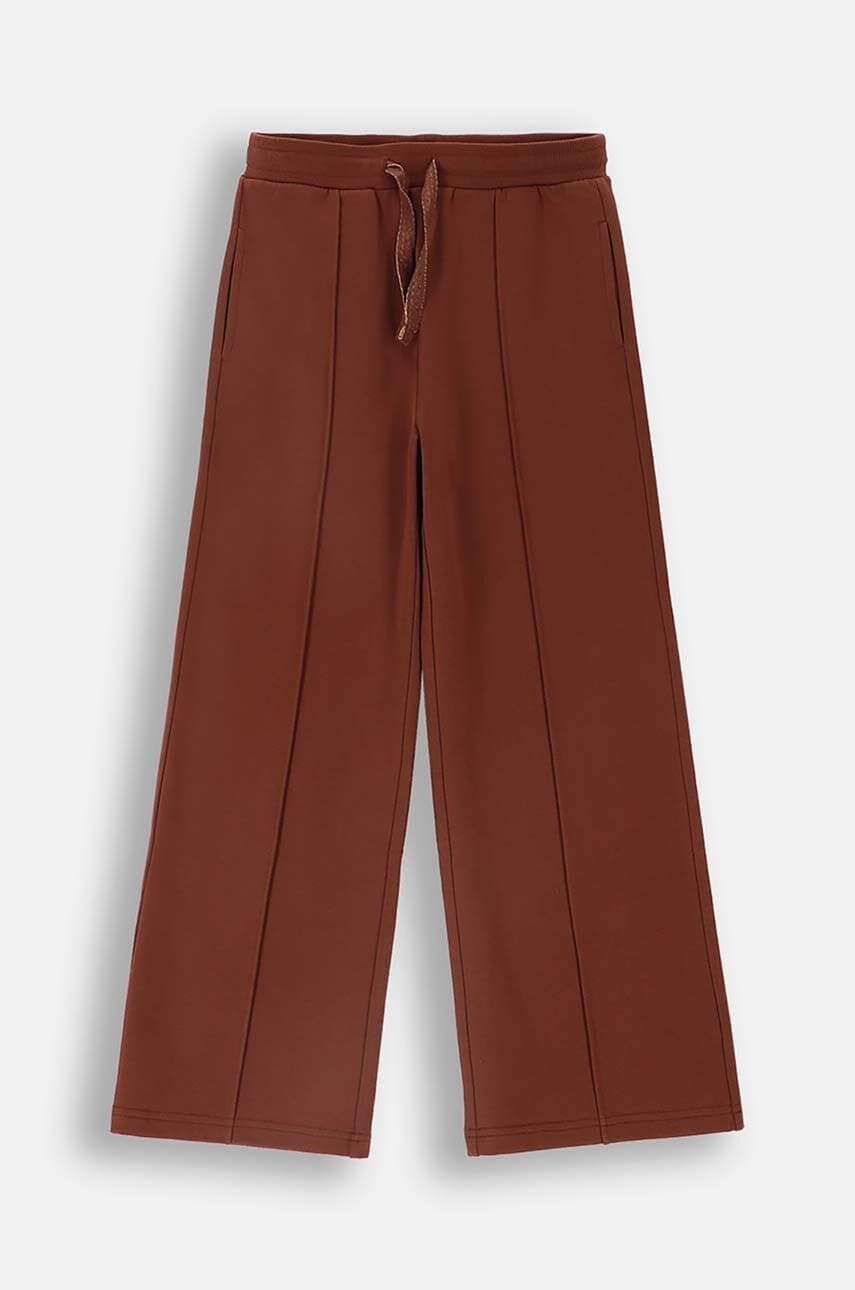 Coccodrillo pantaloni de trening din bumbac pentru copii culoarea maro, neted, RODEO GIRL JUNIOR Coccodrillo pantaloni de trening din bumbac pentru copii culoarea maro, neted, RODEO GIRL JUNIOR