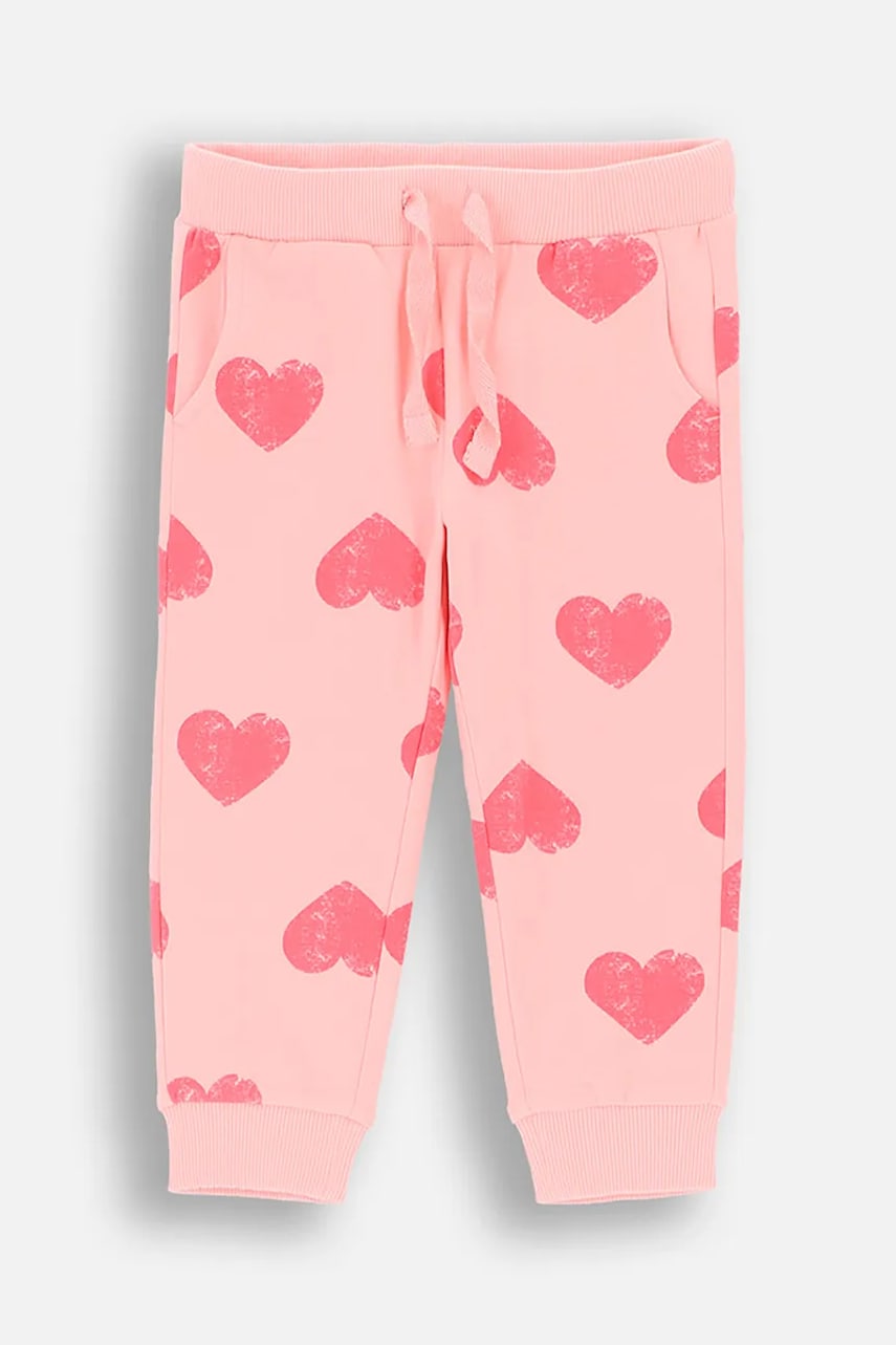 Coccodrillo pantaloni de trening din bumbac pentru bebeluși culoarea roz, modelator, HEARTS GIRL NEWBORN Coccodrillo pantaloni de trening din bumbac pentru bebeluși culoarea roz, modelator, HEARTS GIRL NEWBORN