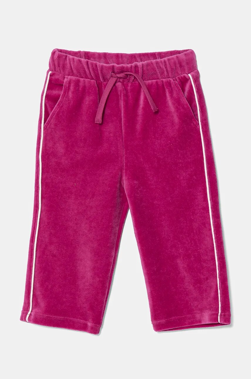 United Colors of Benetton pantaloni de trening din velur pentru copii culoarea roz, neted, 3UK0GF03Y