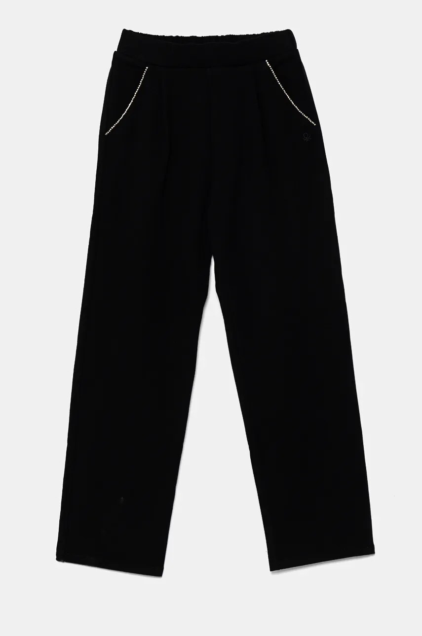 United Colors of Benetton pantaloni de trening pentru copii culoarea negru, neted, 30L3CF05P