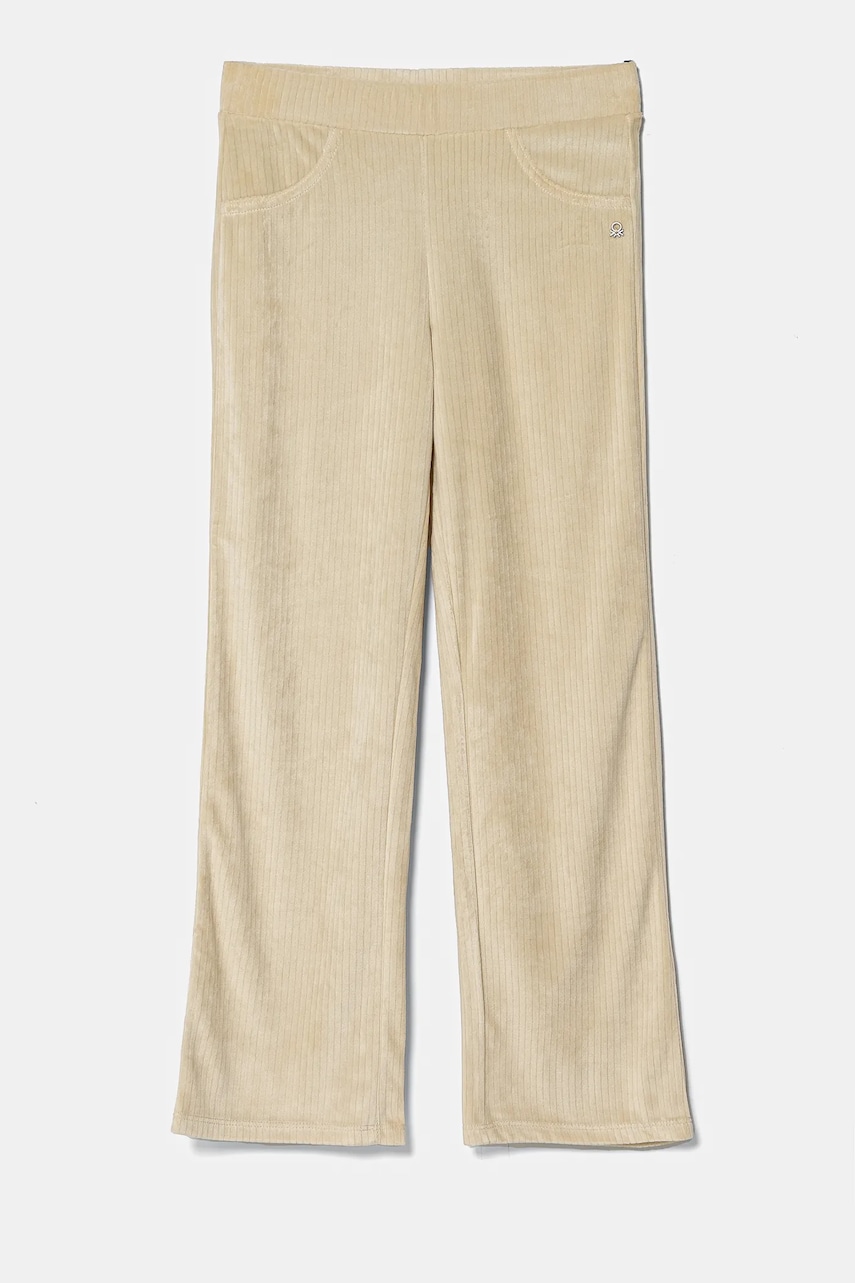 United Colors of Benetton pantaloni de catifea pentru copii culoarea bej, neted, 37JBCF05J