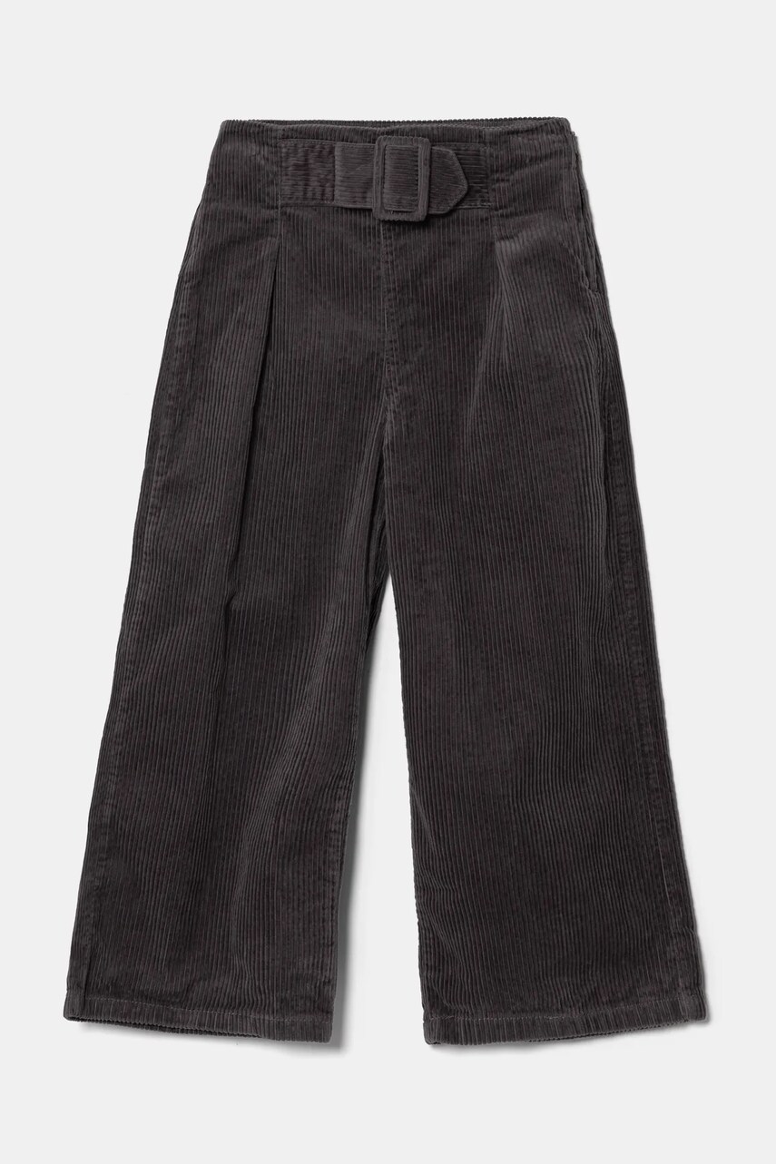 United Colors of Benetton pantaloni din catifea pentru copii culoarea gri, neted, 4JIUCF03Y