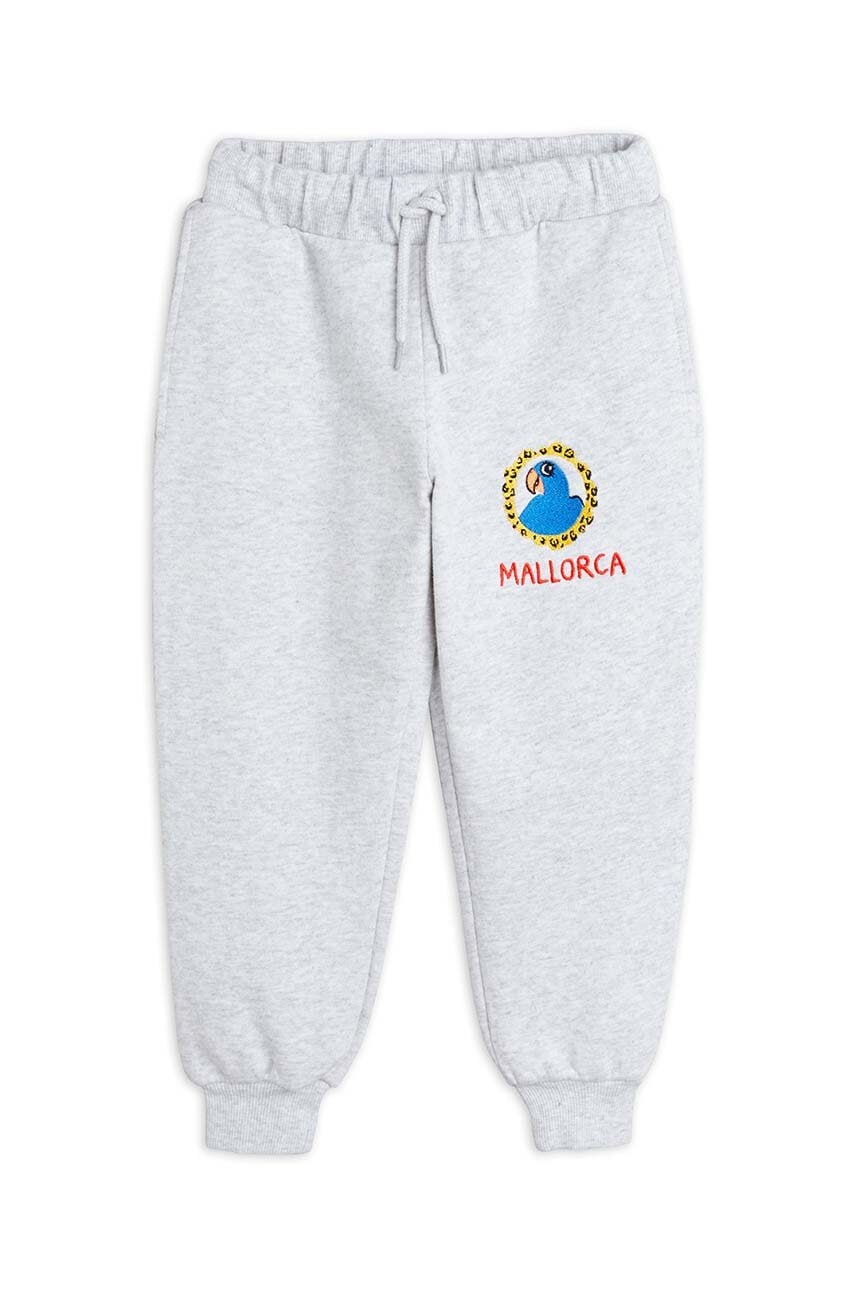 Детские хлопковые штаны Mini Rodini Parrot цвет серый однотонные в Житомире Детские хлопковые штаны Mini Rodini Parrot цвет серый однотонные в Житомире