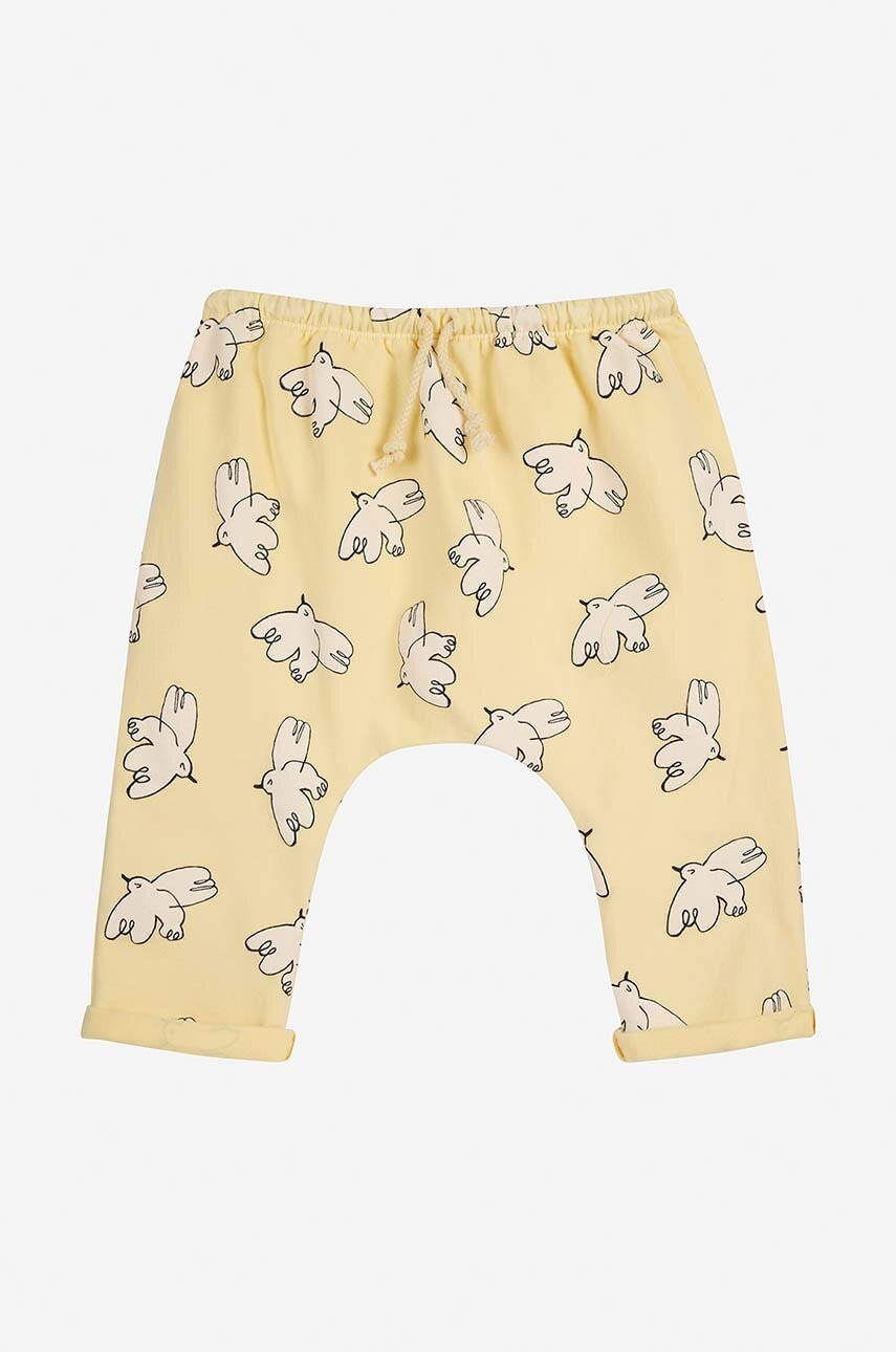 Bobo Choses pantaloni de trening pentru bebeluși Freedom Bird culoarea galben, modelator, 224AB058