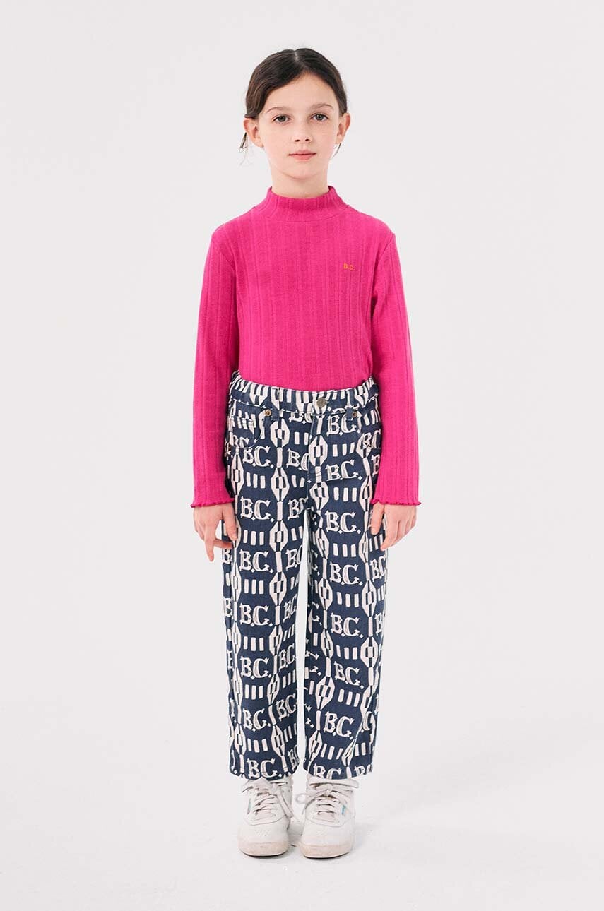 Bobo Choses pantaloni de trening din bumbac pentru copii culoarea albastru marin, modelator, 224AC104 Bobo Choses pantaloni de trening din bumbac pentru copii culoarea albastru marin, modelator, 224AC104