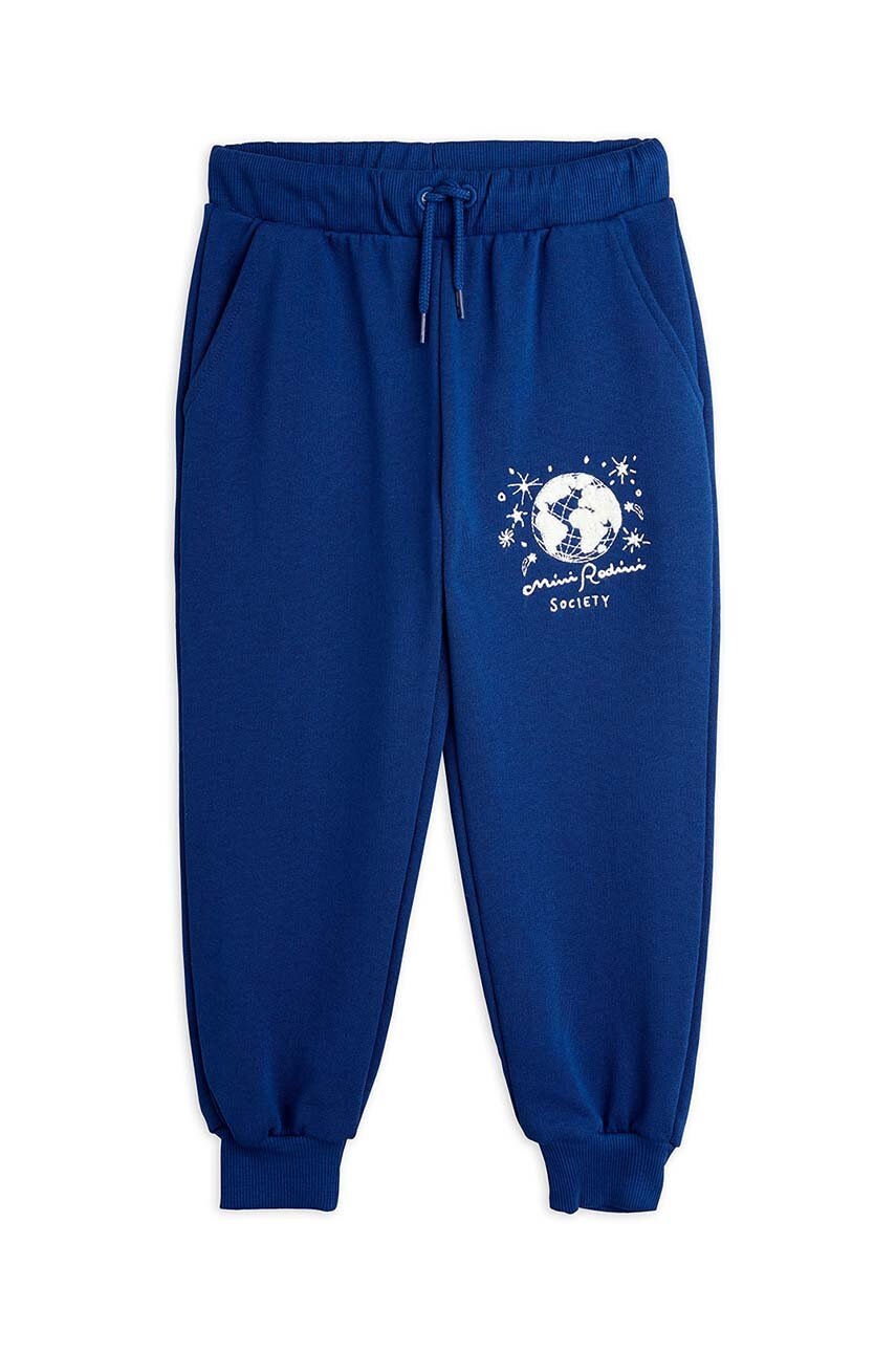 Детские хлопковые штаны Mini Rodini цвет синий с принтом 2473011360 в Житомире Детские хлопковые штаны Mini Rodini цвет синий с принтом 2473011360 в Житомире