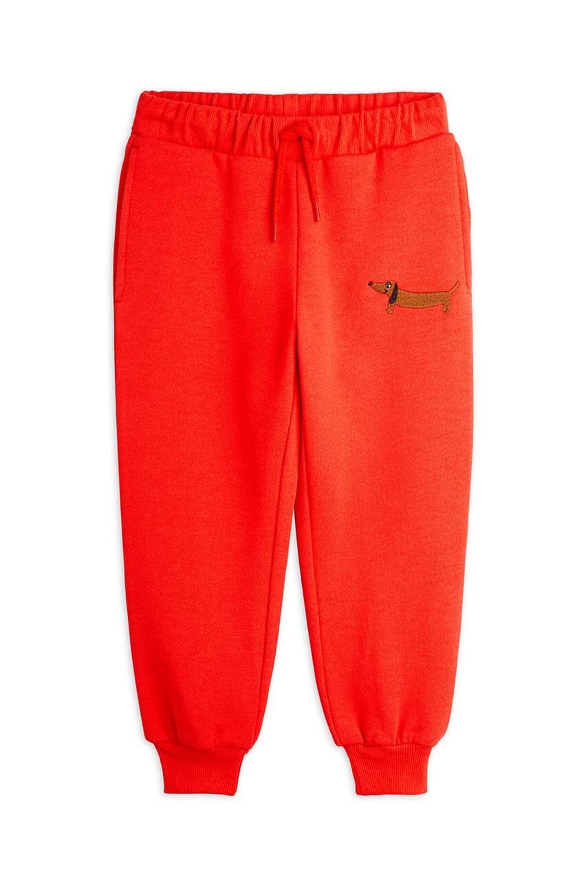 Mini Rodini pantaloni de trening din bumbac pentru copii Dog culoarea rosu, cu imprimeu, 2473012342 Mini Rodini pantaloni de trening din bumbac pentru copii Dog culoarea rosu, cu imprimeu, 2473012342