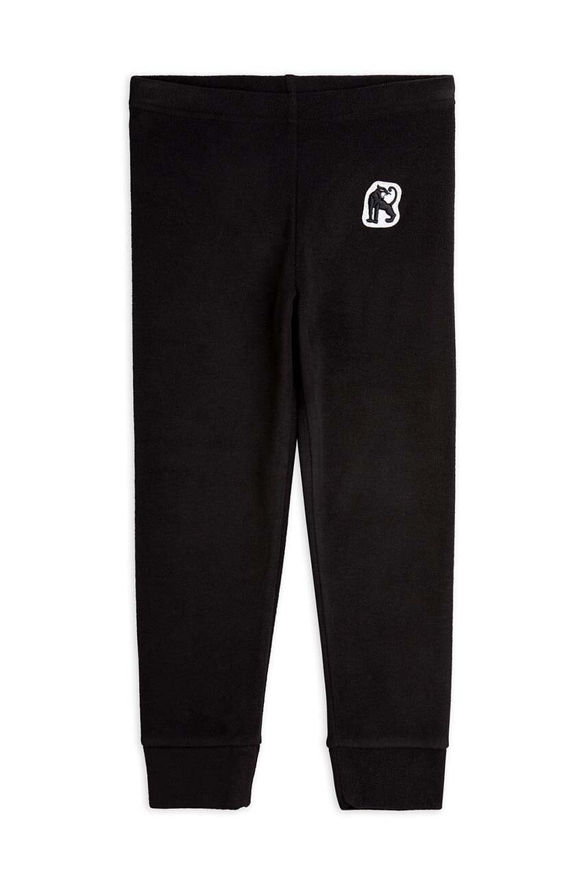 Mini Rodini pantaloni de trening pentru copii culoarea negru, cu imprimeu, 1100012299 Mini Rodini pantaloni de trening pentru copii culoarea negru, cu imprimeu, 1100012299