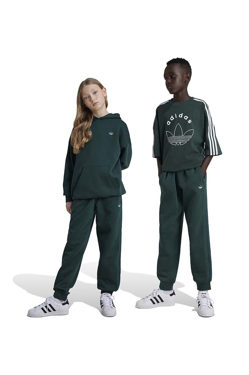 adidas Originals pantaloni de trening pentru copii SWEATPANTS culoarea verde, cu imprimeu, IY9537