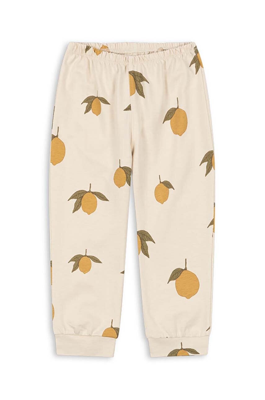 Konges Sløjd pantaloni de trening din bumbac pentru copii DREY PANTS GOTS culoarea bej, modelator, KS101488