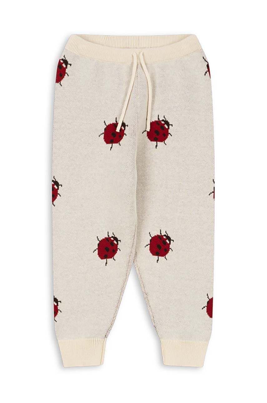 Дитячі бавовняні штани Konges Sløjd LAPIS KNIT PANTS колір бежевий візерунок KS101555