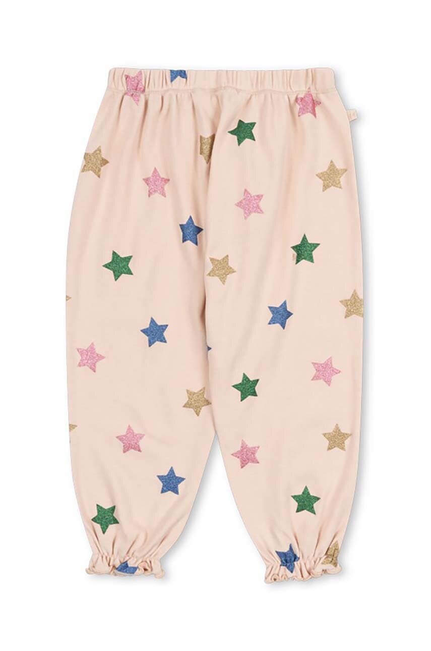 Konges Sløjd pantaloni de trening din bumbac pentru copii MALLI GLITTER PANTS GOTS culoarea bej, modelator, KS101595