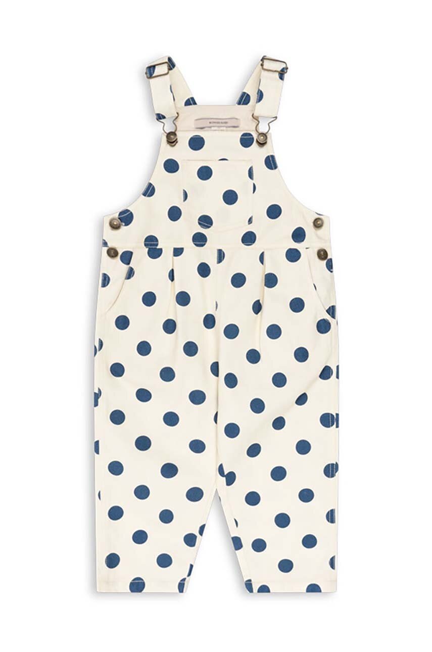 

Детски памучен гащеризон Konges Sløjd NOLA OVERALLS GOTS в бяло с десен KS101635, Бял