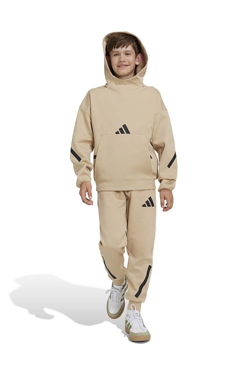 adidas pantaloni de trening pentru copii J Z.N.E. PT culoarea maro, cu imprimeu, JF2492 adidas pantaloni de trening pentru copii J Z.N.E. PT culoarea maro, cu imprimeu, JF2492