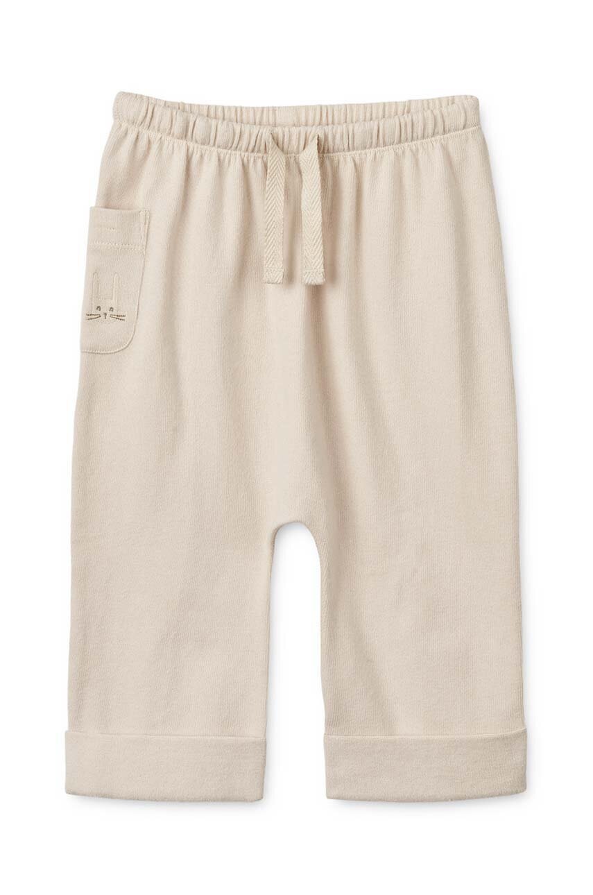 Хлопковые штаны для младенцев Liewood Alain Baby Pants цвет бежевый однотонные LW19157