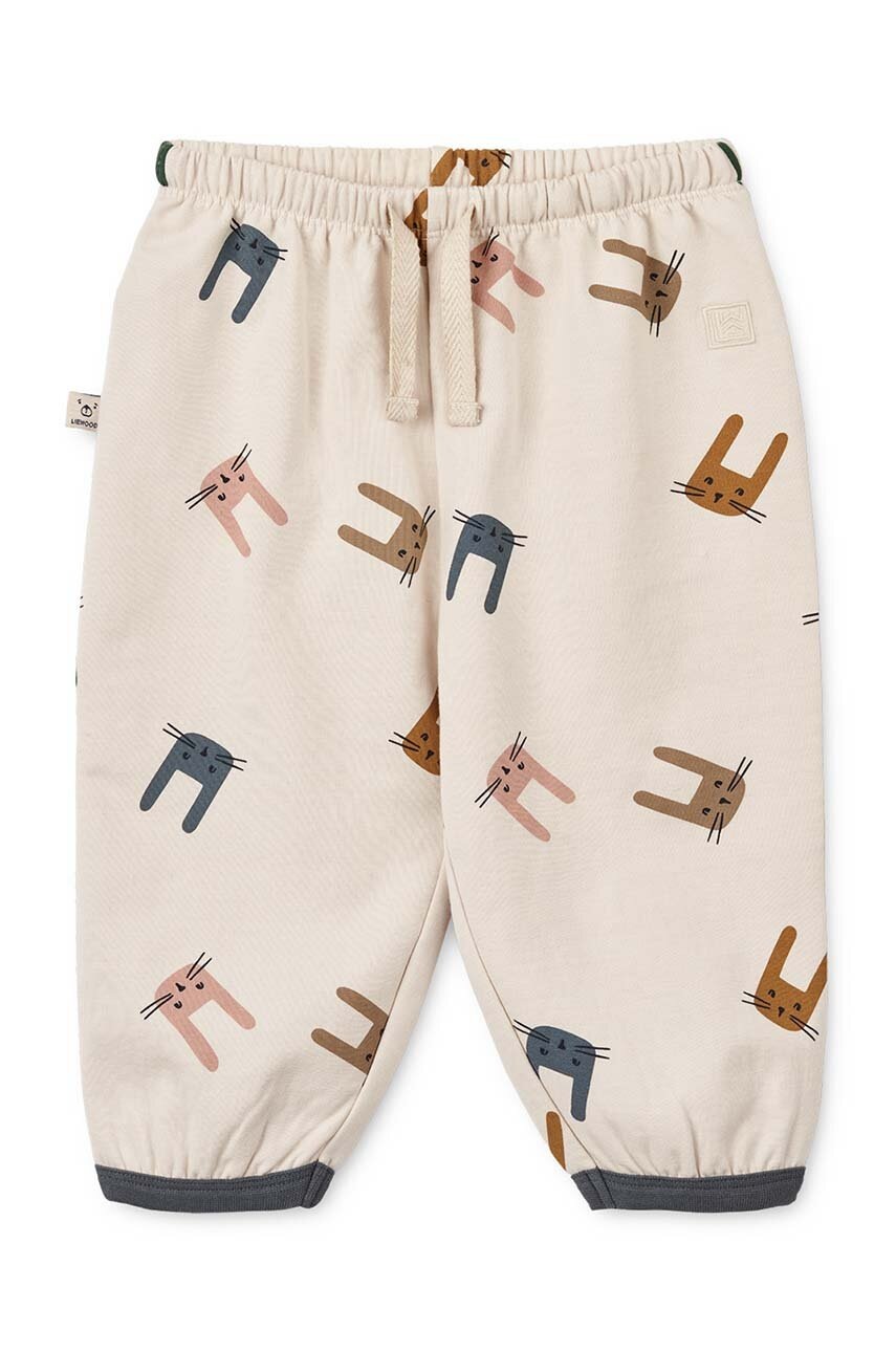 Дитячі спортивні штани Liewood Loup Baby Printed Sweatpants колір бежевий візерунок LW19475