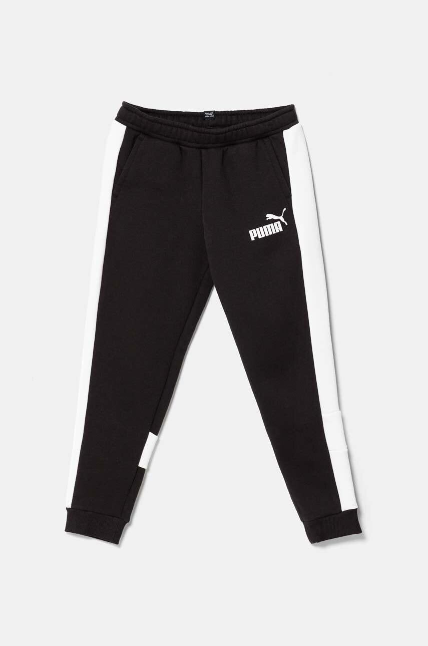 Puma pantaloni de trening din bumbac pentru copii ESS BLOCK Sweatpants culoarea negru, modelator, 681821