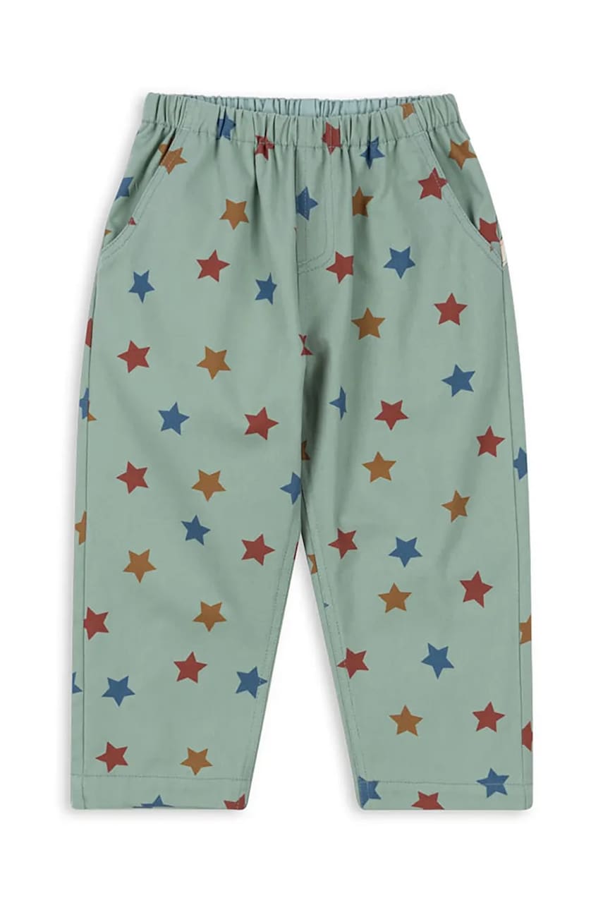 Konges Sløjd pantaloni de bumbac pentru copii FEN PANTS GOTS culoarea turcoaz, modelator, KS101977 Konges Sløjd pantaloni de bumbac pentru copii FEN PANTS GOTS culoarea turcoaz, modelator, KS101977