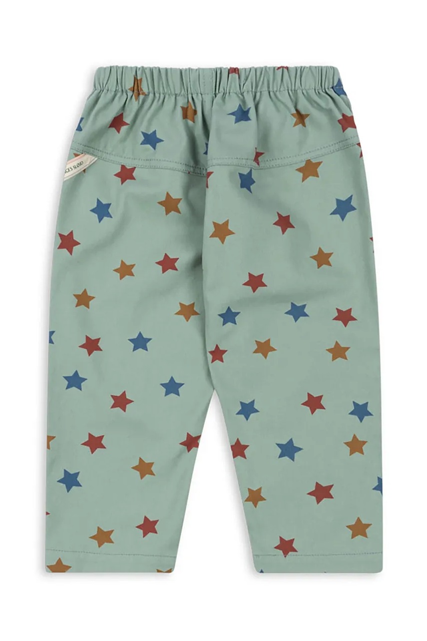 Дитячі бавовняні штани Konges Sløjd FEN PANTS GOTS колір бірюзовий візерунок KS101977