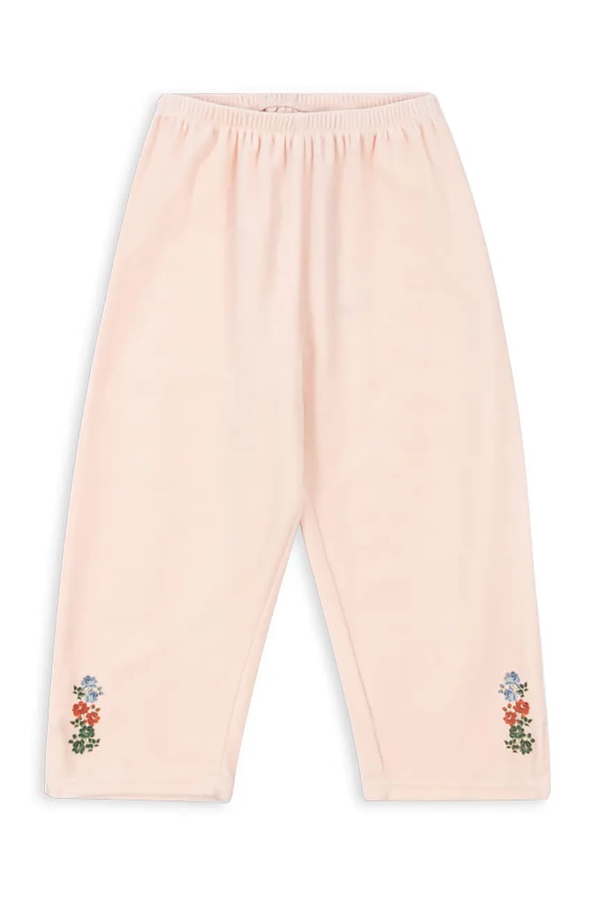 Konges Sløjd pantaloni de trening pentru copii VELOU PANTS GOTS culoarea bej, cu imprimeu, KS102133