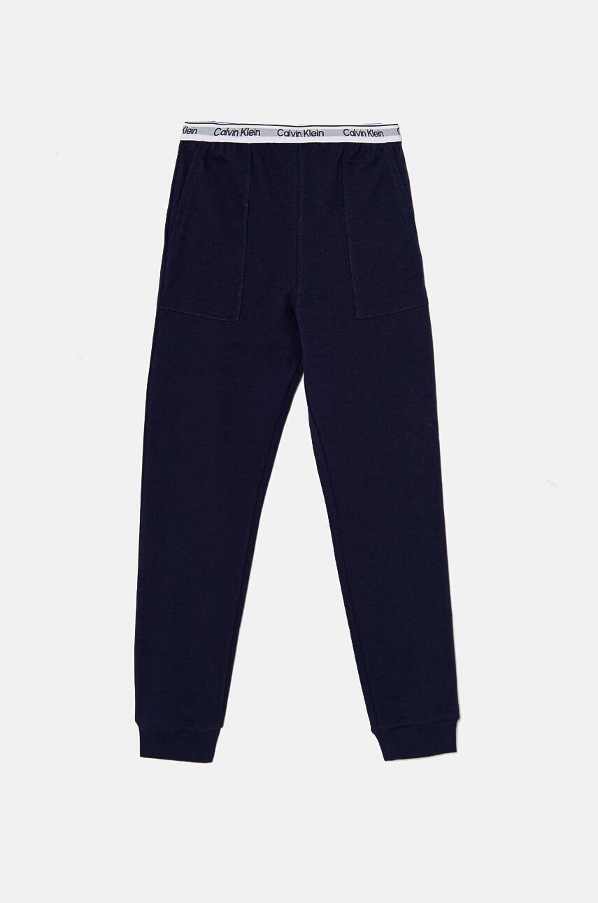 Levně Dětské bavlněné tepláky Calvin Klein Underwear tmavomodrá barva, KK0KK00110
