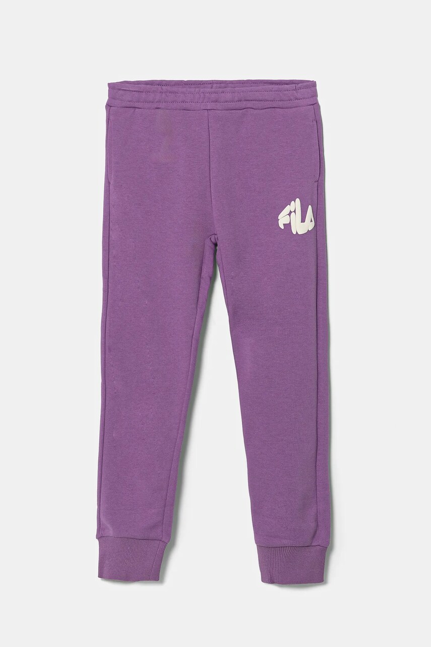 Fila pantaloni de trening din bumbac pentru copii LICHTENBORN culoarea violet, cu imprimeu, FAK0359