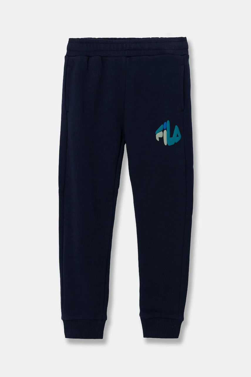 Fila pantaloni de trening din bumbac pentru copii LICHTENBORN culoarea bleumarin, cu imprimeu, FAK0359 Fila pantaloni de trening din bumbac pentru copii LICHTENBORN culoarea bleumarin, cu imprimeu, FAK0359