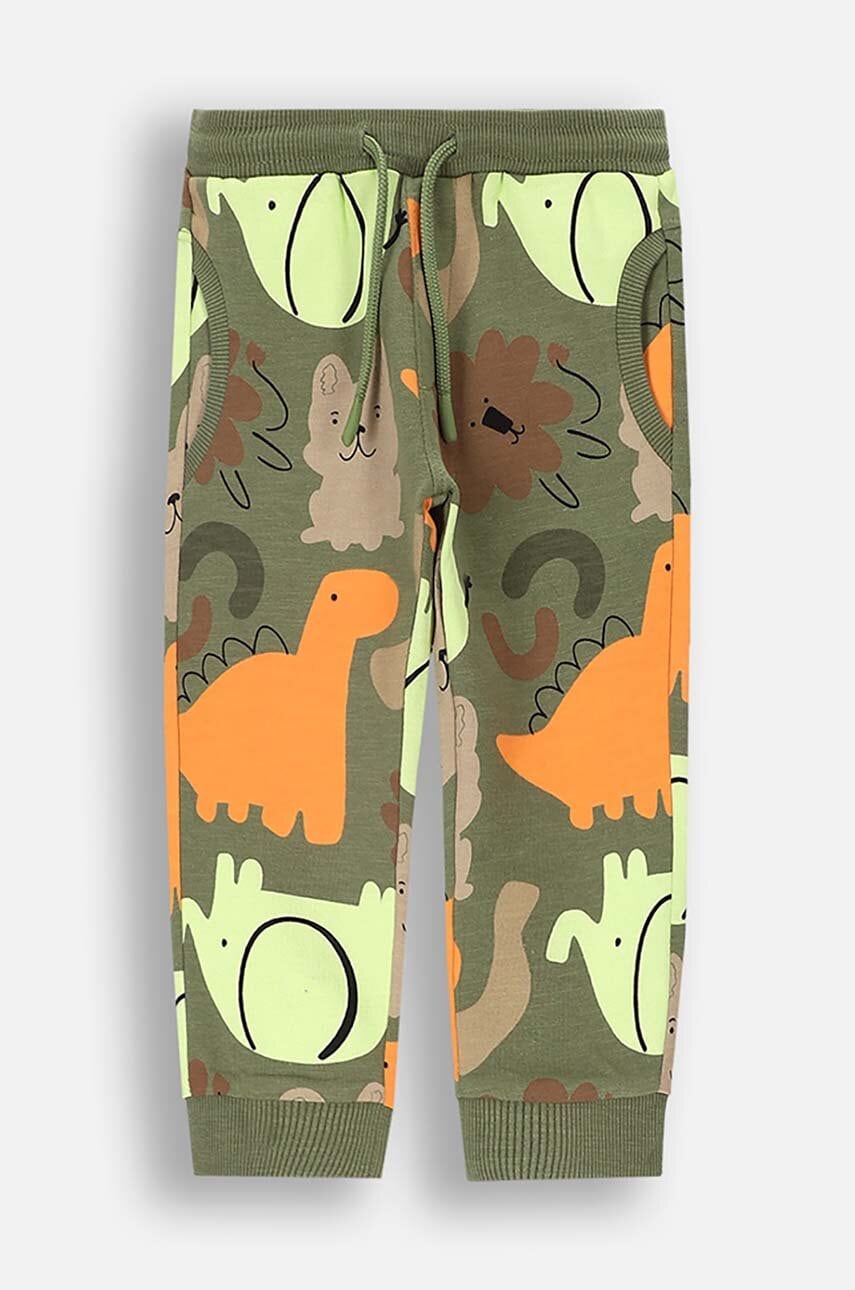 Coccodrillo pantaloni de trening din bumbac pentru copii culoarea verde, modelator, SMILE BOY NEWBORN Coccodrillo pantaloni de trening din bumbac pentru copii culoarea verde, modelator, SMILE BOY NEWBORN
