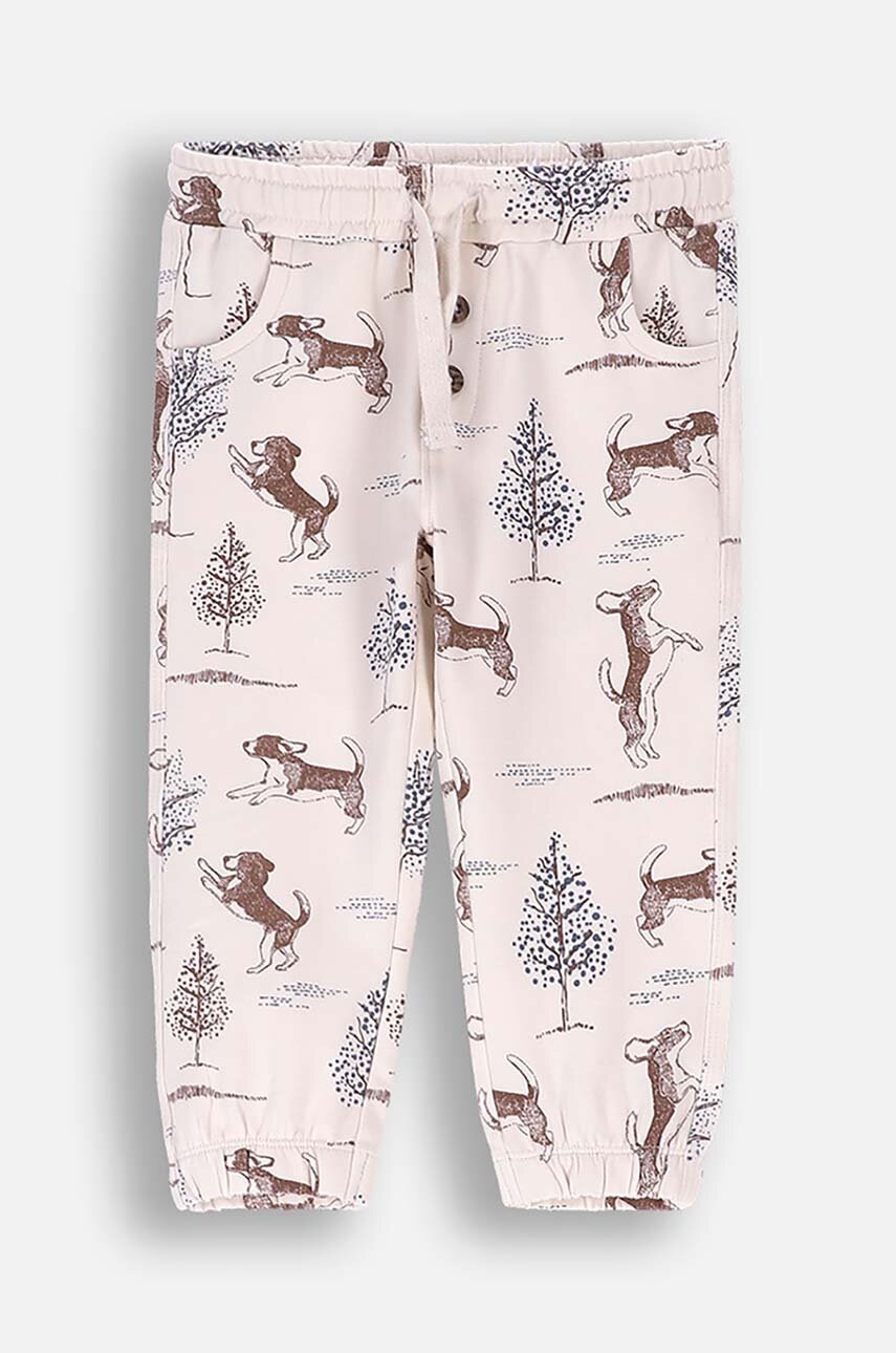 Coccodrillo pantaloni de trening din bumbac pentru copii culoarea bej, modelator, FRIENDS TOGETHER BOY NEWBORN