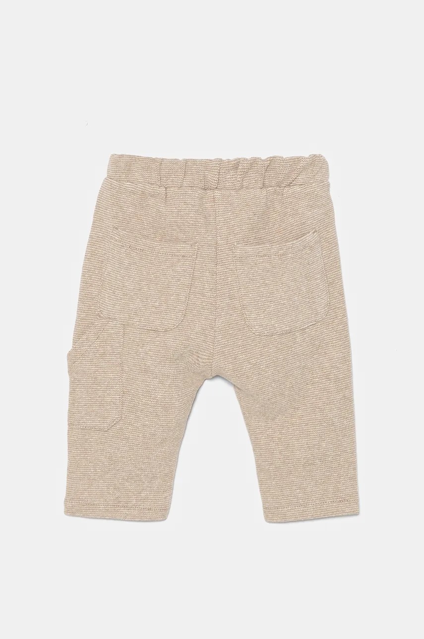 Штани для немовлят United Colors of Benetton колір бежевий однотонні 38KHAF01W