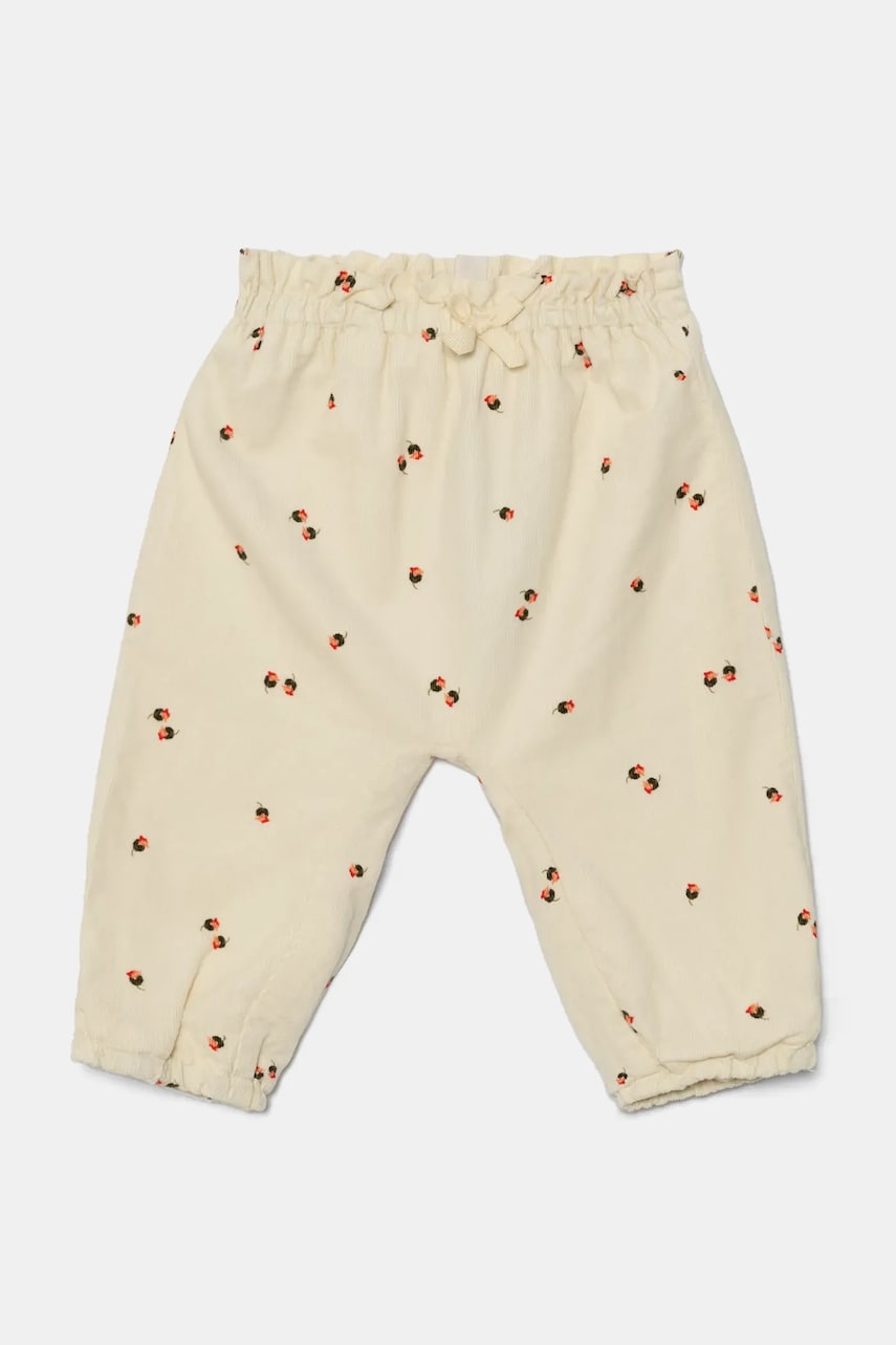 United Colors of Benetton pantaloni din bumbac pentru bebeluși culoarea bej, modelator, 40CYAF01D United Colors of Benetton pantaloni din bumbac pentru bebeluși culoarea bej, modelator, 40CYAF01D