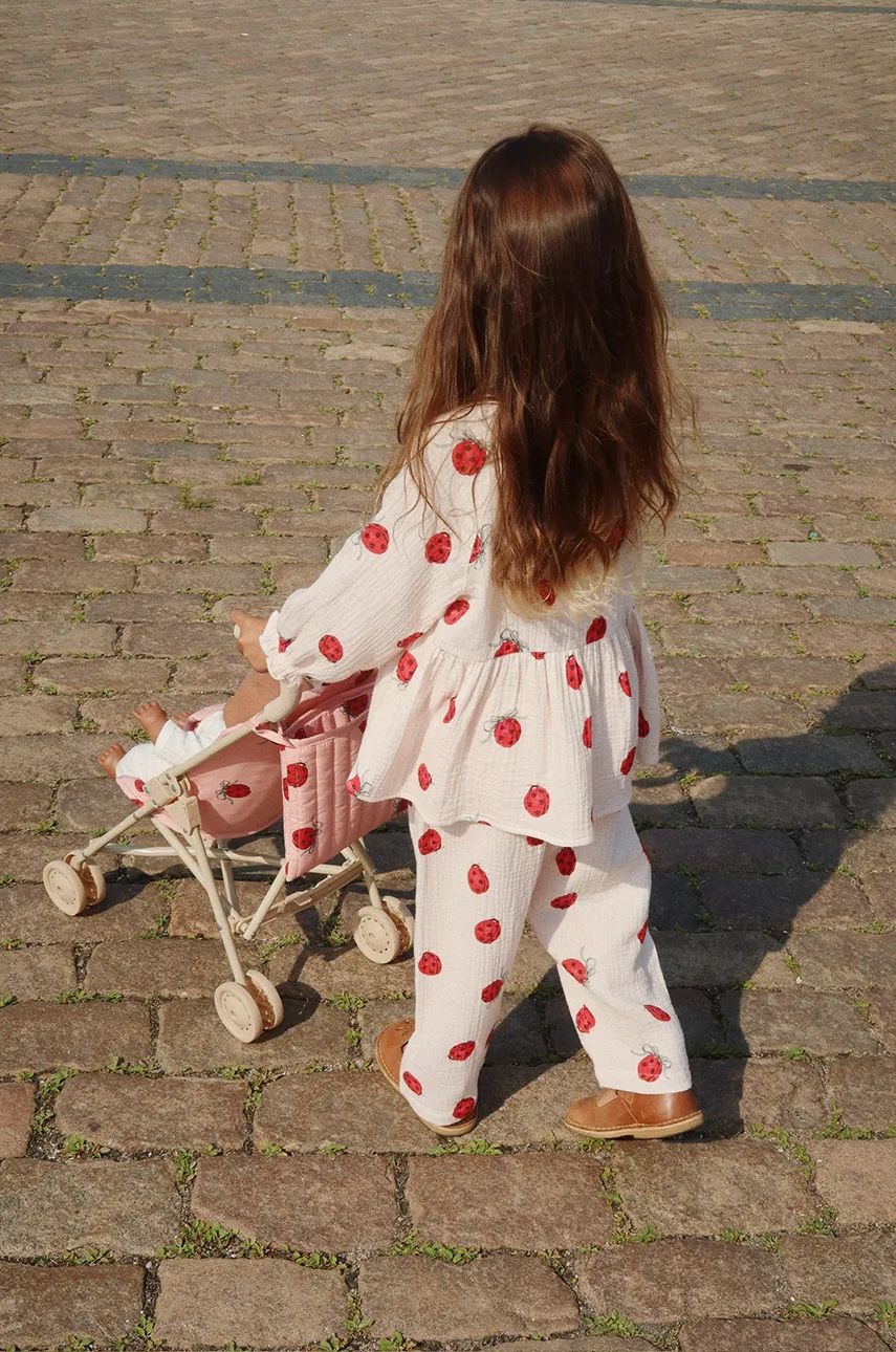 Konges Sløjd pantaloni de bumbac pentru copii COCO LADYBUG PANTS GOTS culoarea bej, modelator, KS102214