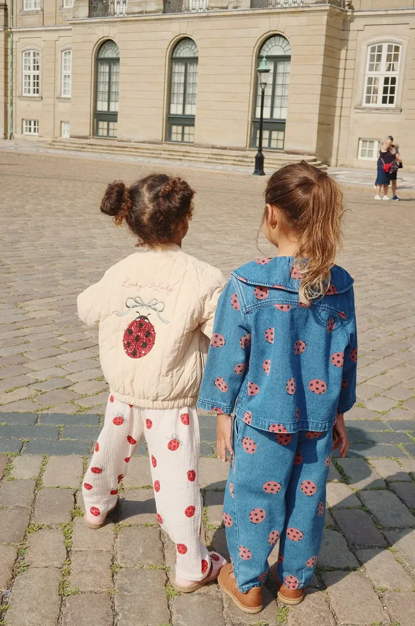 Otroške Bombažne Hlače Konges Sløjd COCO LADYBUG PANTS GOTS Bež Barva, KS102214