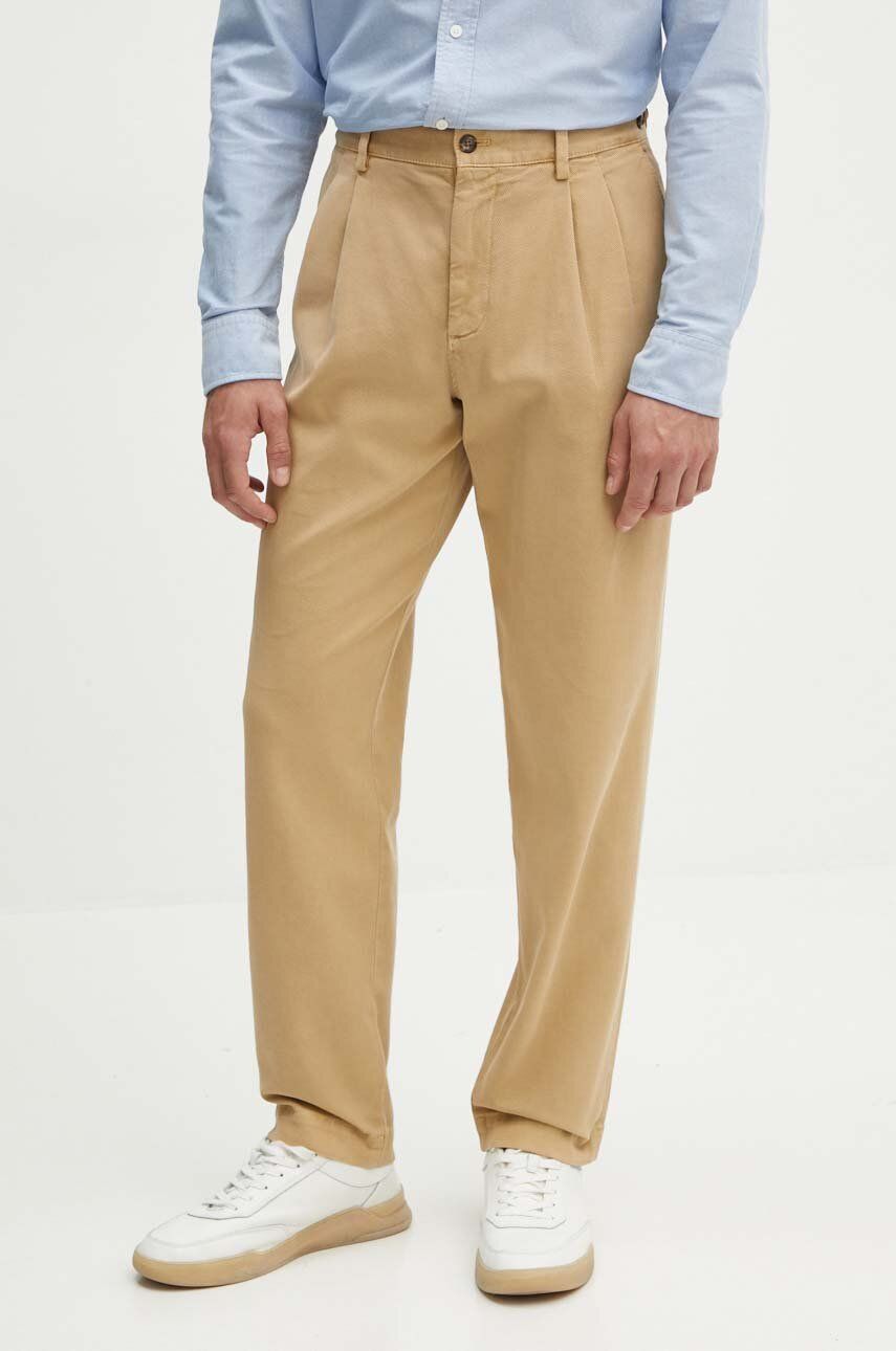 Nohavice Tommy Hilfiger pánske, béžová farba, strih chinos, MW0MW35639