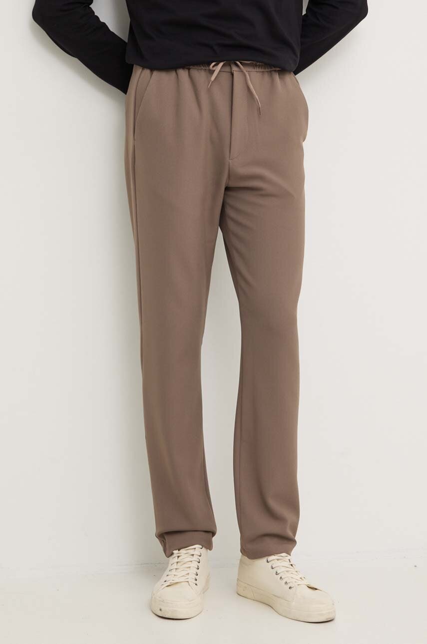 Les Deux pantaloni barbati, culoarea bej, cu fason chinos, LDM501101