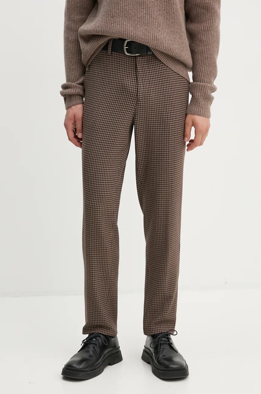Les Deux pantaloni barbati, culoarea maro, drept, LDM501092 Les Deux pantaloni barbati, culoarea maro, drept, LDM501092