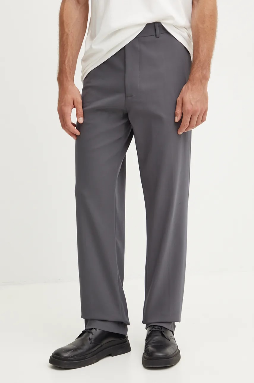 Iceberg pantaloni barbati, culoarea gri, drept, B140 0164 Iceberg pantaloni barbati, culoarea gri, drept, B140 0164