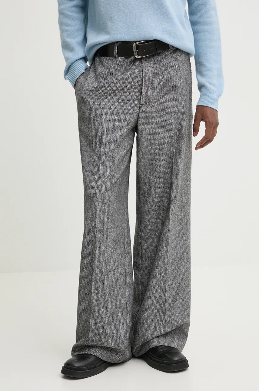 Iceberg pantaloni de lana culoarea gri, drept, B030 3141