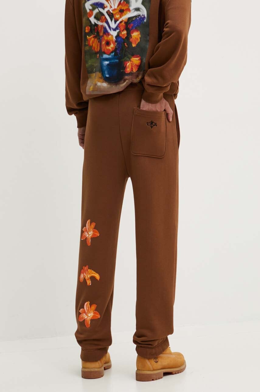 HUGO pantaloni de trening culoarea maro, cu imprimeu, 50517431