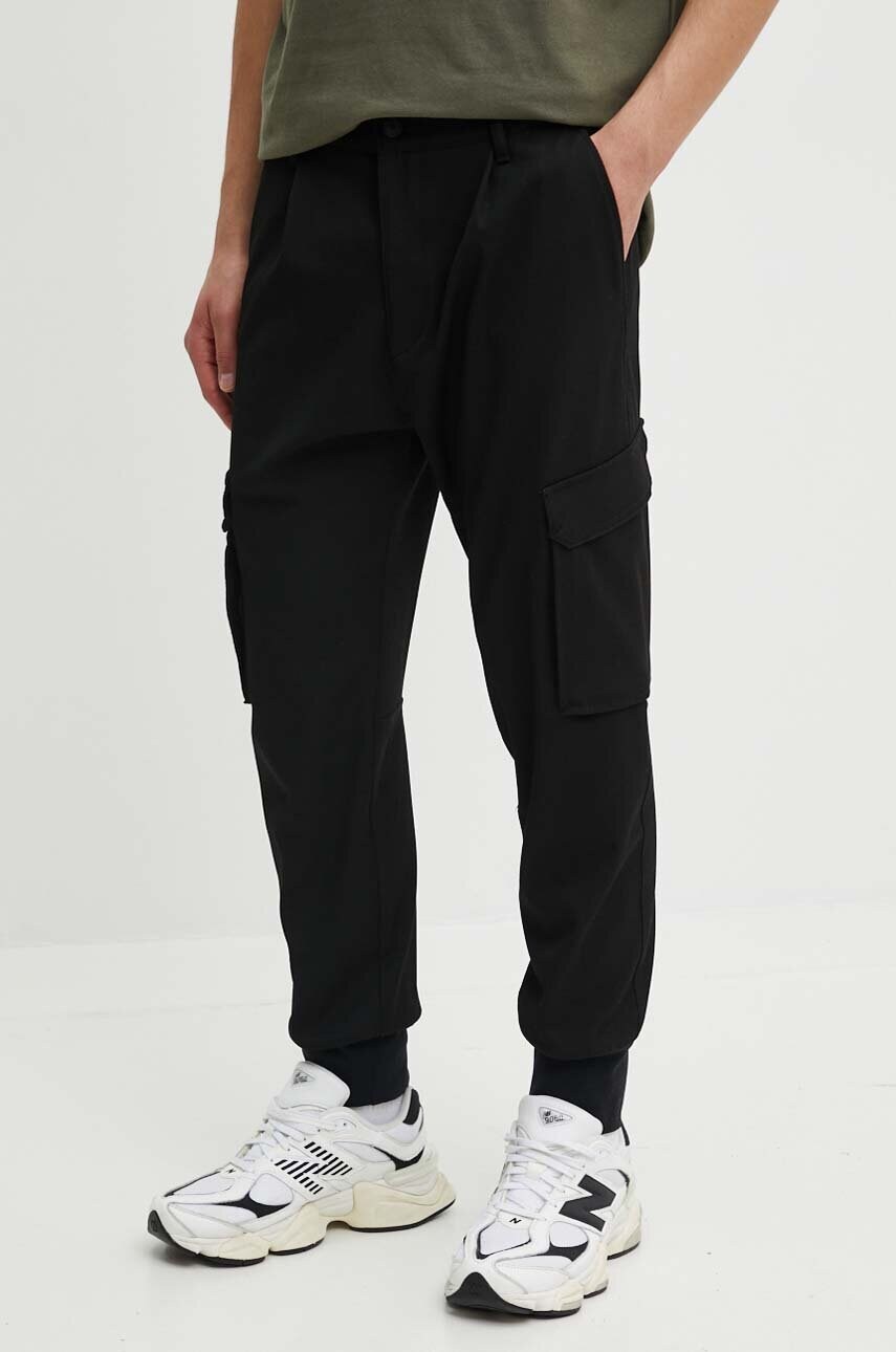 HUGO pantaloni barbati, culoarea negru, drept, 50505856